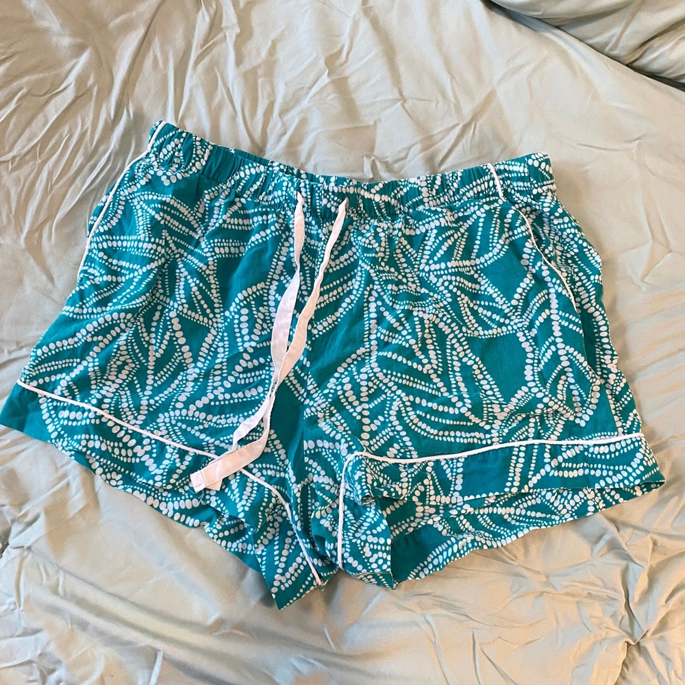 Stars Above Pajama Shorts Women Medium Teal White Simply Cool Sleepwear